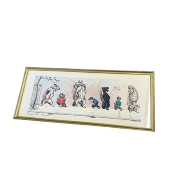 Boris O'Klien Other - VTG Boris O'Klein Comme Nos Maitres Framed Print Dirty Dogs of Paris Art RARE